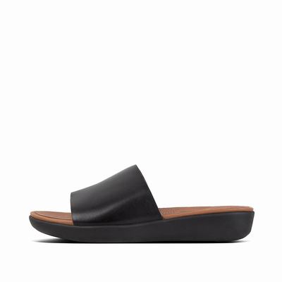 Fitflop Women's SOLA Leather Slides Sandals - Black, MB2564981